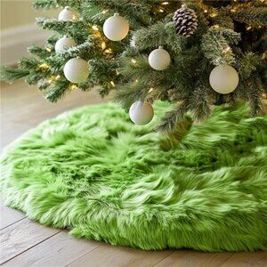 36 Inch Green Christmas Tree Skirt Plush Decoration for Merry Christmas Party